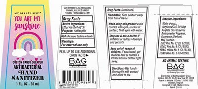 image description - cotton candy scented antibacterial hand sanitizer 30 ml 62 vv